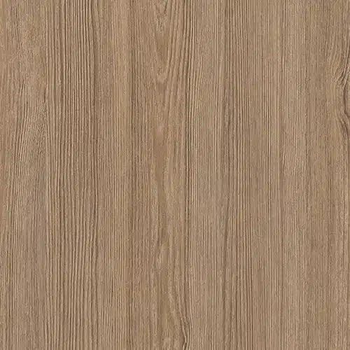 Mønstret træoverflade med gyldenbrun farve og tydelige åremønstre i et jævnt, struktureret design.