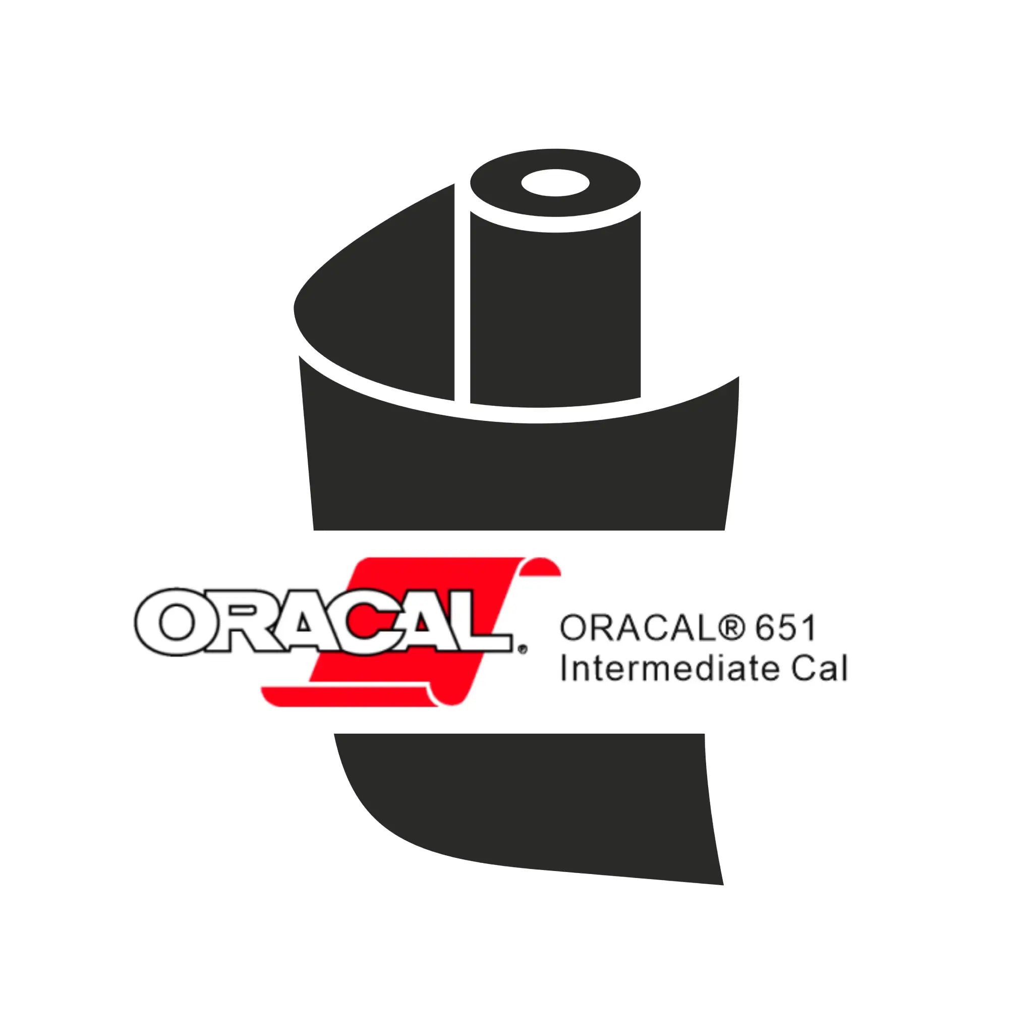 Grafisk billede af Oracal 651 vinylrulle med teksten "Intermediate Cal."
