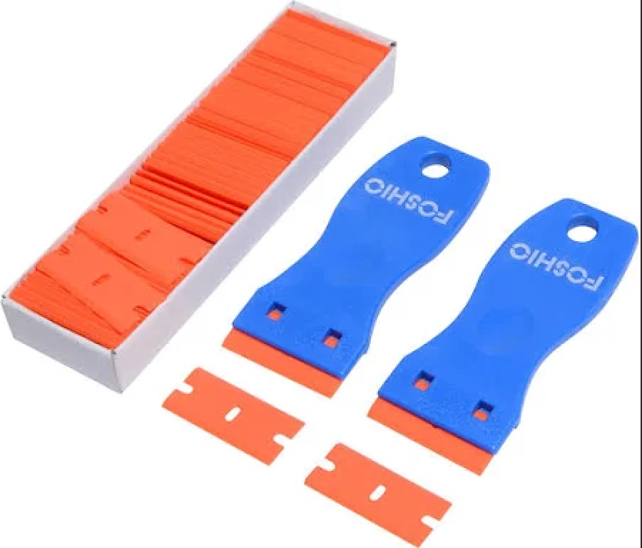 Plastikskraber med 100 stk. plastblade