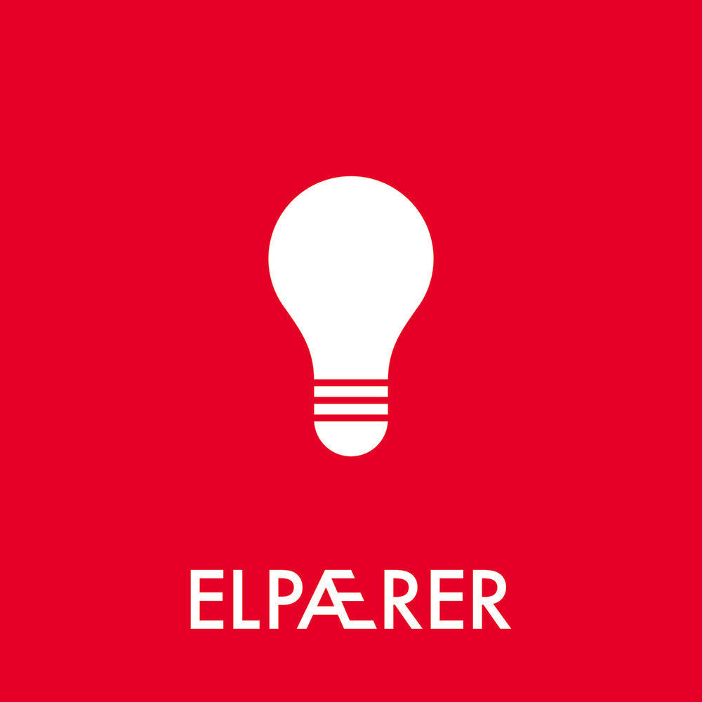 Rød baggrund med hvid pæreikon og teksten "ELPÆRER" nedenfor.