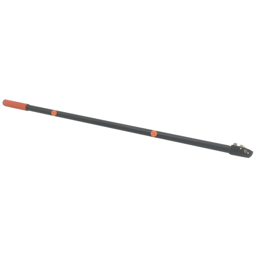 Langt værktøj med farverig håndtag og spids ende, designet til at nå og skære på afstand.