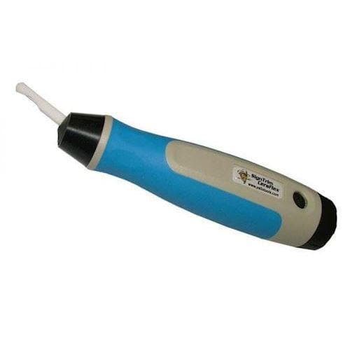 Håndværktøj med hvidt keramisk blad, blå/beige håndtag og "SignTrim CeraFlex"-label.