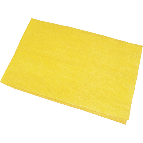 Gul, rektangulær støvklud. Flad og ensfarvet. Tekstur ikke tydelig.